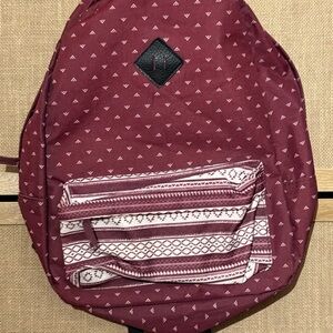 Burgandy Patterned Backpack